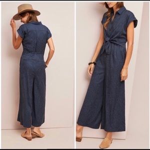 Anthro Ett:twa James Tie Waist Navy Jumpsuit 14